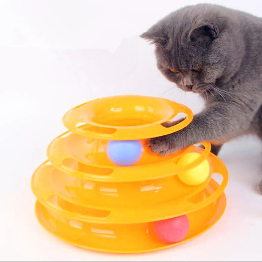 Three Levels Pet Cat Toy Tower Disc