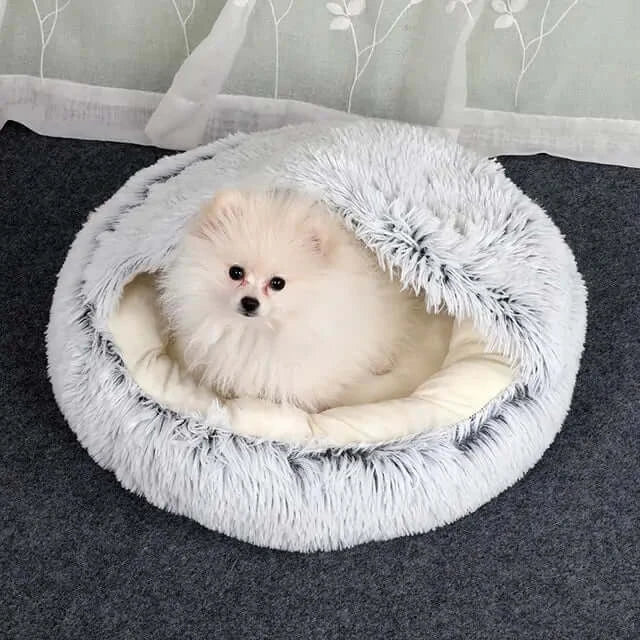 Hooded Blanket Covered Pet Bed for cats or dogs