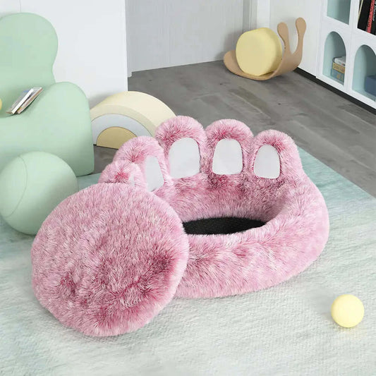 Long Plush paw shaped Pet Bed for cats or dogs